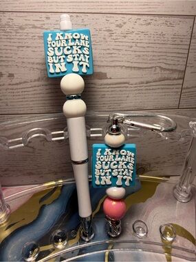 Snarky Beaded Pen and Keychain Set